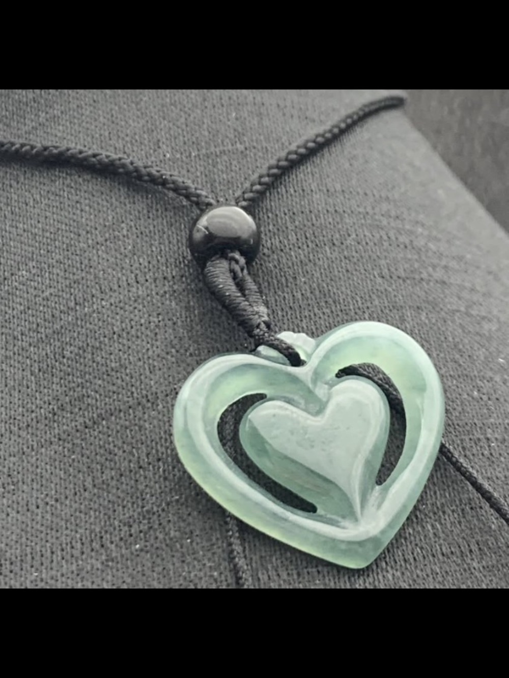 Elegant  Certificate JADEITE Jade Hand Carved icy Green Pendant LOVE Heart